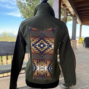 Eliza Storlek XS Democracy Olivgrön Jacka Pendleton Ull - Sydvästlig Cowgirl-stil bild 1