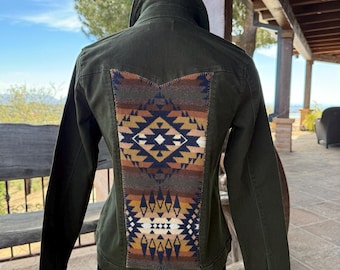 Eliza Größe XS Democracy Olivgrün Jacke Pendleton Wolle - Southwestern Cowgirl Style