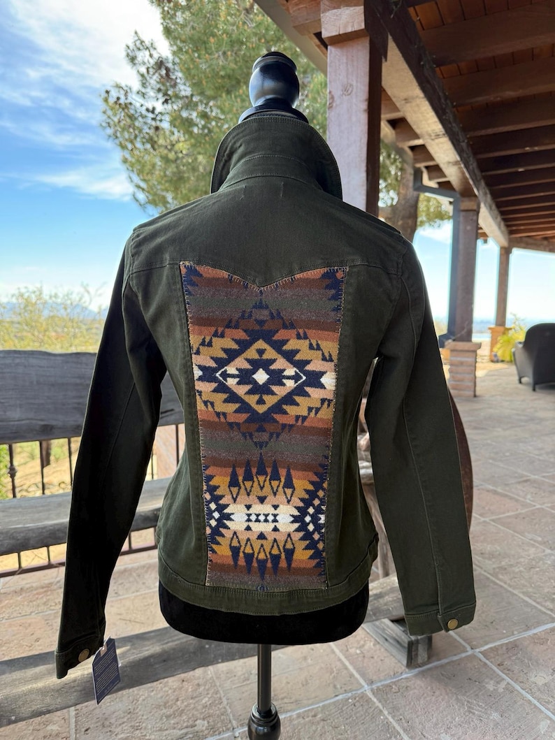 Eliza Storlek XS Democracy Olivgrön Jacka Pendleton Ull - Sydvästlig Cowgirl-stil bild 1