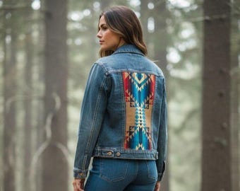 Adeline : Größe S Levi's Trucker Jeansjacke mit Pendleton Pilot Rock Wool Back Panel -