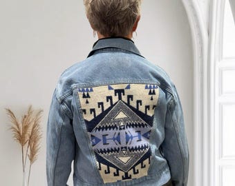 Winterkoninkje: maat Small Pendleton Wool Old Navy-denimjack, zuidwestelijke cowgirl-stijl,