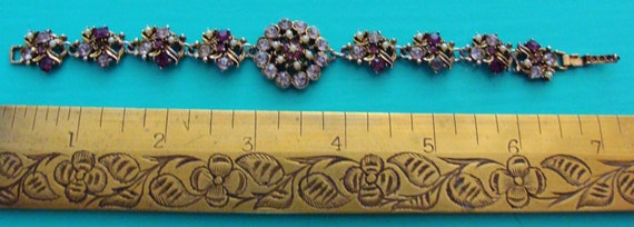 Vintage rhinestone and faux pearl openwork bracel… - image 3