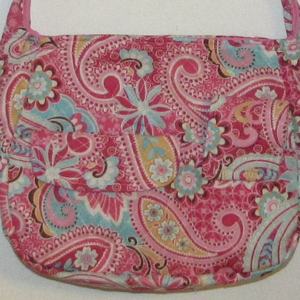 Zipper Handmade Purse, two zipper Pre-Quilted Fabric with coin purse, Cloth Handbags, Handbag 263A-1