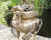 Chinese Vietnamese Temple Incense Burner censer in Brass or Bronze Bamboo