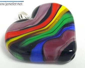 rainbow LOVE!  - beautiful multi color lampworked glass necklace made by Jenefer Ham