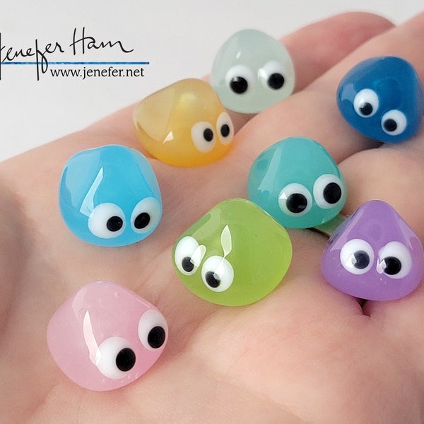 googly's! NIEUWE KLEUREN spelmarkeringen / pionnen van Jenefer Ham Glass voor bordspellen