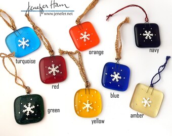 SNOWFLAKE! choose from a rainbow of colors - fused glass Ornaments by Jenefer Ham