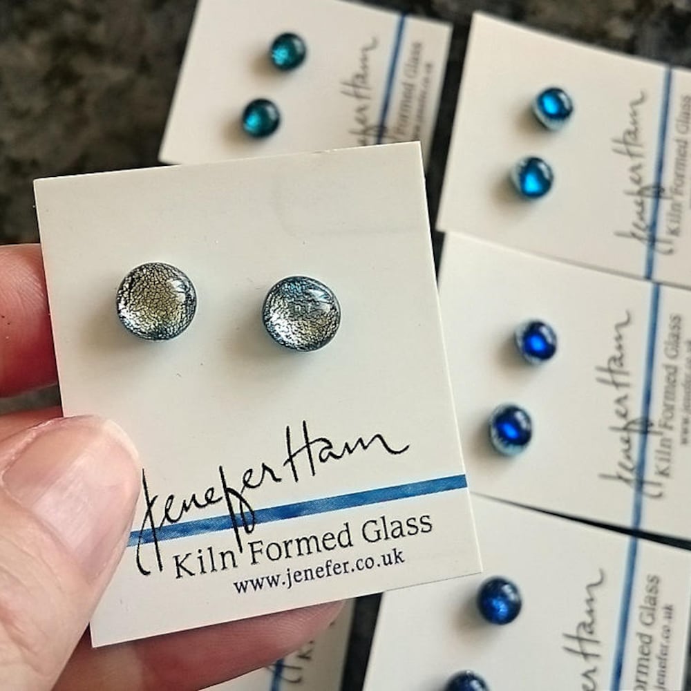 Lensed Dichro Stud Earrings colorful dichroic glass made by image 0
