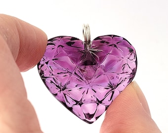 FACETED Heart!  - beautiful lampworked glass necklace made by Jenefer Ham