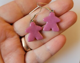 Choose your color: solid MEEPLE earrings! super cute meeple glass earrings made by Jenefer Ham