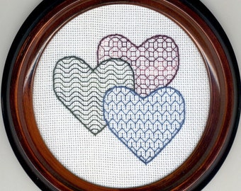 Blackwork Hearts - digital pattern for download