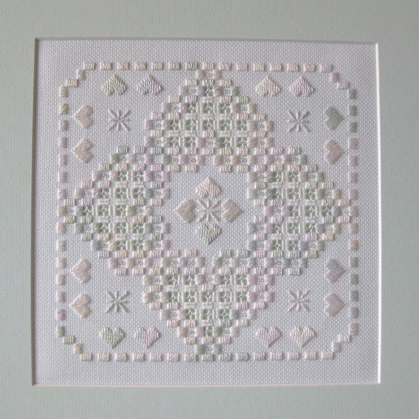 Hardanger Hearts - digital needlework pattern for download