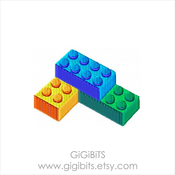 3D Building Blocks Filled Embroidery INSTANT DOWNLOAD