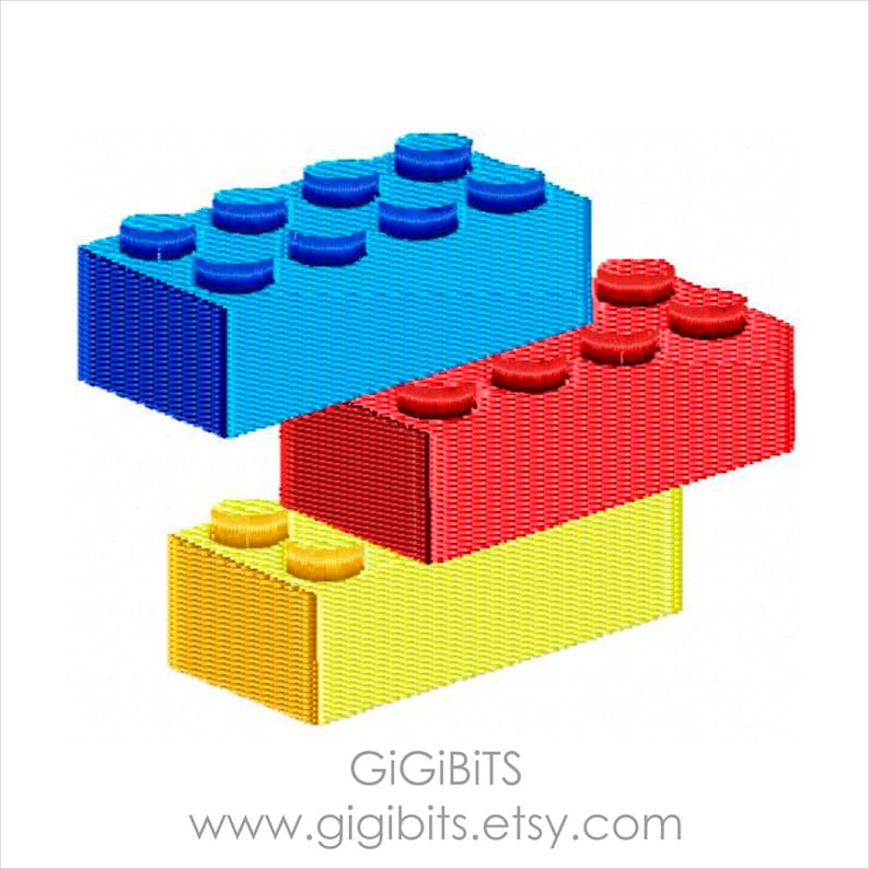 3D Building Blocks Filled Embroidery INSTANT DOWNLOAD image 1
