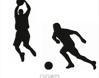 Soccer Player & Basketball Player Embroidery Filled. INSTANT DOWNLOAD