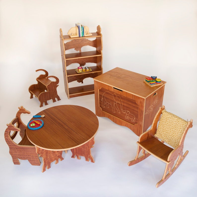 African Animal Bookcase in Red Mahogany Chimp Bookshelf Etsy