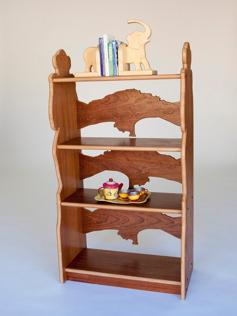 African Animal Bookcase in Red Mahogany Chimp Bookshelf Etsy