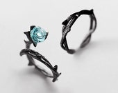 Rose and Thorns Couple Rings,Promise Rings Set,His and Her Promise Rings,Couple Ring Set,925 Sterling Silver,promise ring