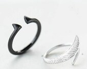 Angel and Devil Couple Rings,His and Her Promise Rings, Couple Ring Set,925 Sterling Silver,Adjustable open ring
