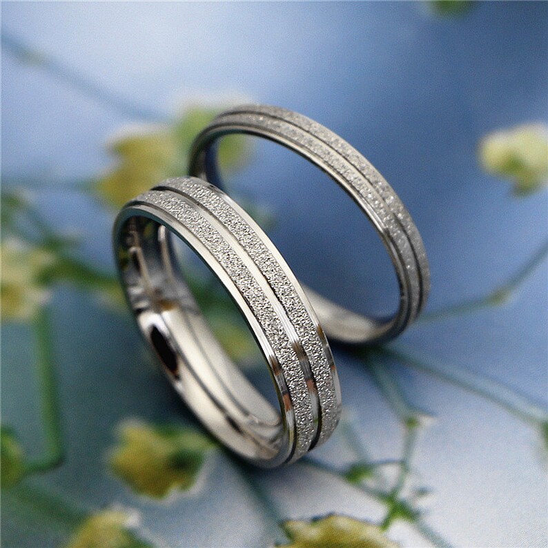 Promise Couple Rings,Rings Set,Personalized His and Her Engagement Rings,Titanium steel Engrave Ring Set