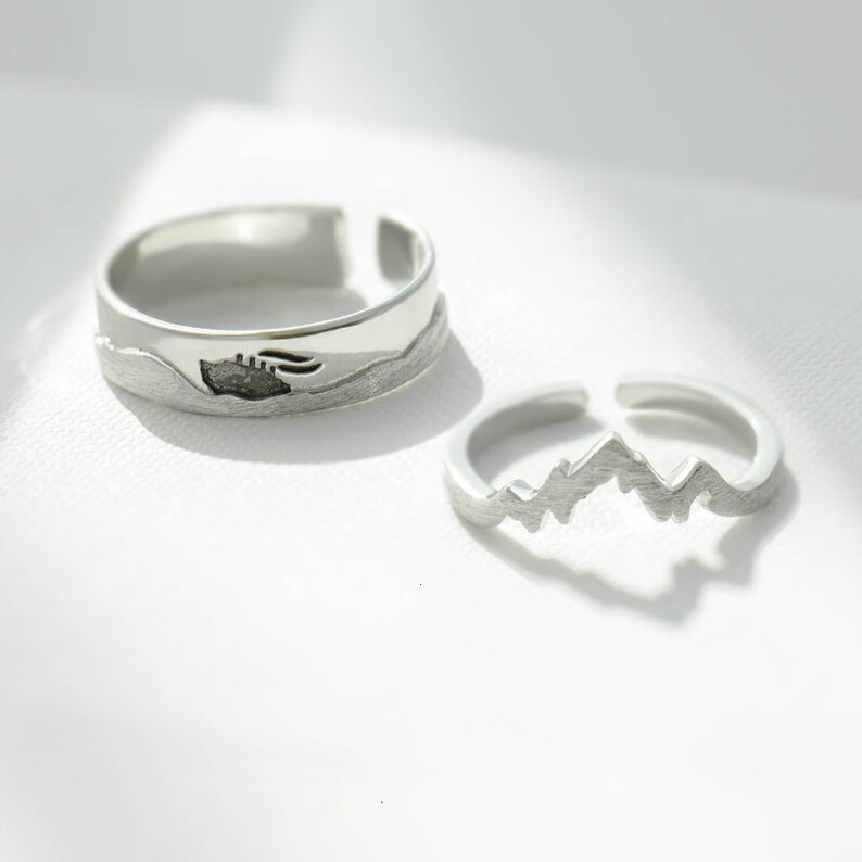 Taikanic Couple Rings,Promise Rings Set Couple Ring Set,925 Sterling Silver,Adjustable open ring His and Her Promise Rings