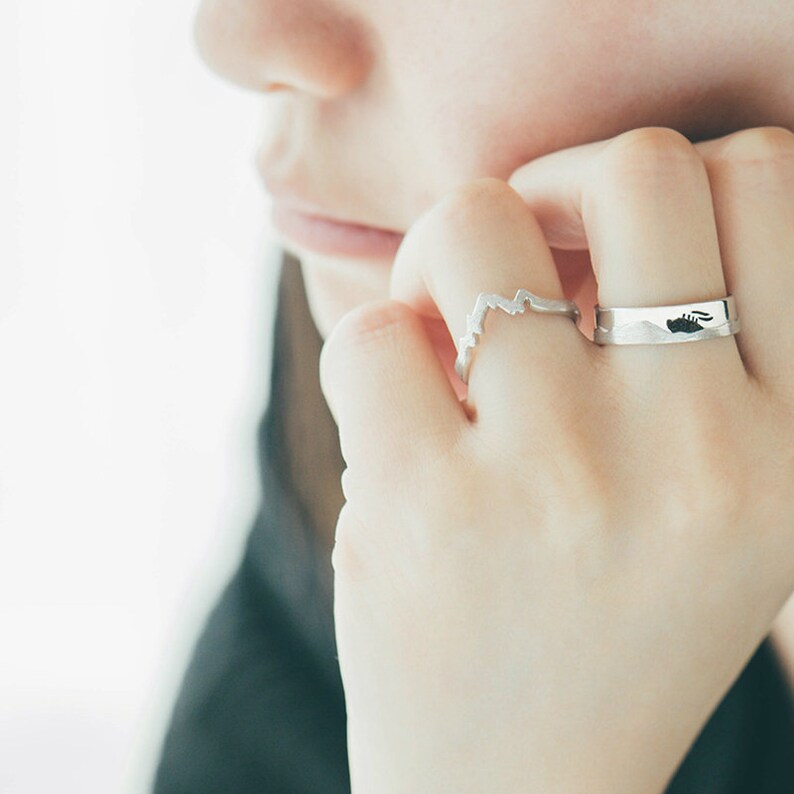 Taikanic Couple Rings,Promise Rings Set Couple Ring Set,925 Sterling Silver,Adjustable open ring His and Her Promise Rings