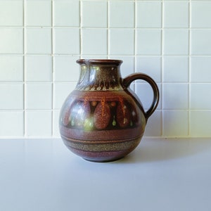 KMK Kupfermühle jug series &quot;Gerona&quot; handle vase ceramic, vintage 70 years, WGP, MCM