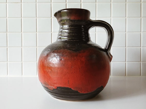 Bay Keramik Fat Lava Vase in Red and Black, 70s, MCM, WGP - Etsy