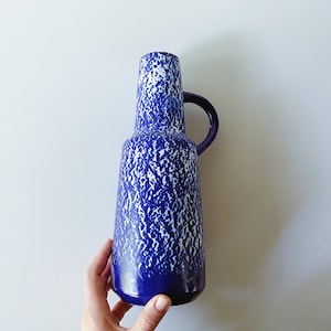 VEB Haldensleben 4072 Vase in white/blue speckled/ GDR/70s