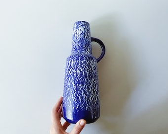 VEB Haldensleben 4072 Vase in white/blue speckled/ GDR/70s