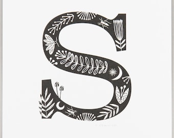S - Z alphabet letter A4 art print