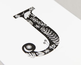 Alphabet Letter Print, A5 Folk Art Design. Letters J - R - Etsy