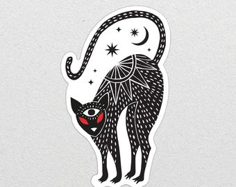 Folklore Cat Die Cut Sticker Cait Sith