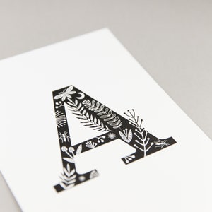 Impressão de letras A5 A - I, ilustrações de alfabeto de arte popular