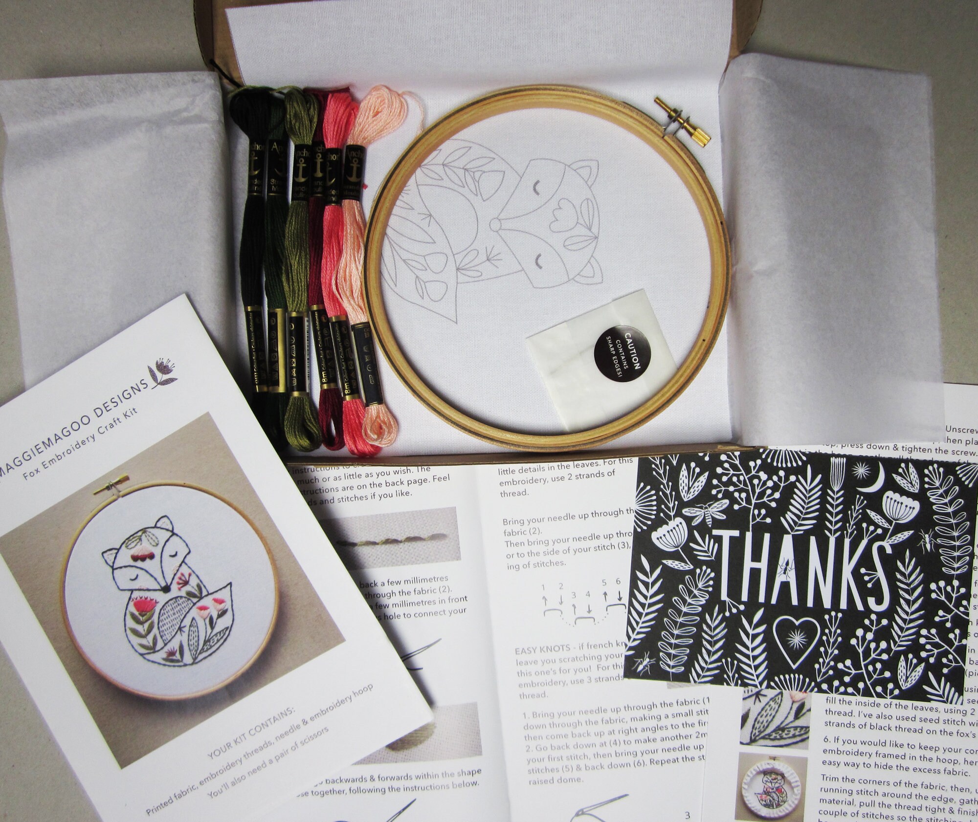 Embroidery craft kit fox design Etsy