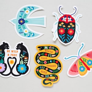 Illustrated Floral Beetle Die Cut Sticker image 6