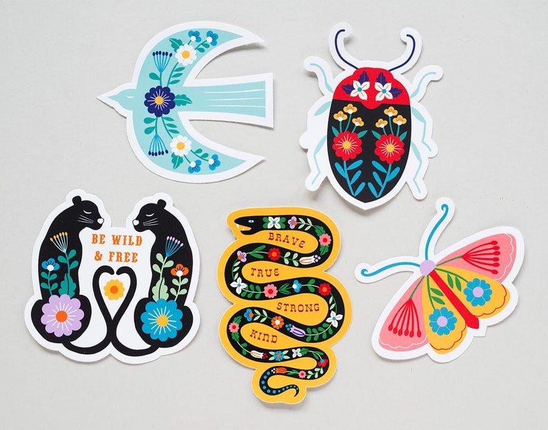 Bundle of 5 Die Cut Stickers image 1