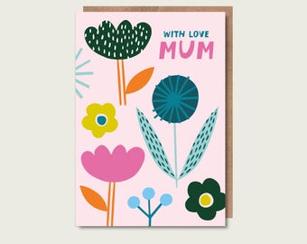 Flower Press Mother's Day Card, eco friendly, A6 size