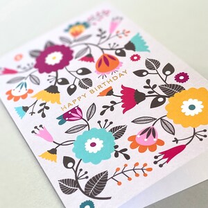 Carte d'anniversaire, motif floral rétro image 2