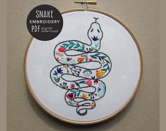 Snake embroidery, PDF digital download pattern