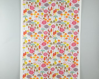 Colourful mushroom and toadstool printed tea towel