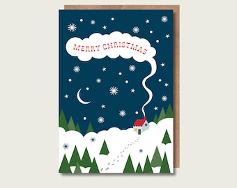 Cabin in the forest Christmas Card