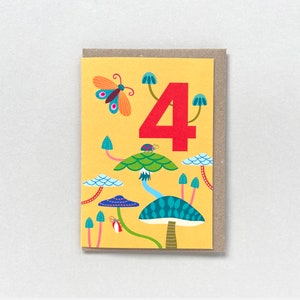 Biglietto di auguri colorato per il 4° compleanno dei bambini