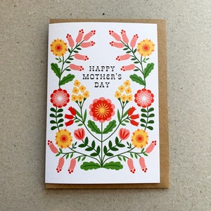 Moederdagkaart folkloristisch bloemen, fijne Moederdag