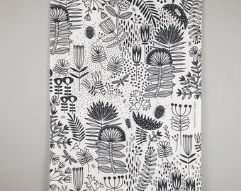 Monochrome pattern illustrated tea towel