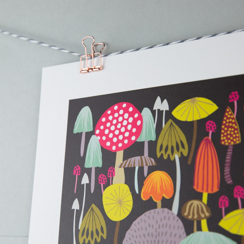 A3 wall art print. toadstool & mushroom illustration image 2