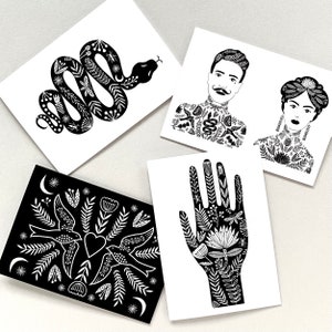 Packung mit monochromen Folk Grußkarten