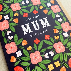 Mum card, For Mum With Love, folky floral design image 2