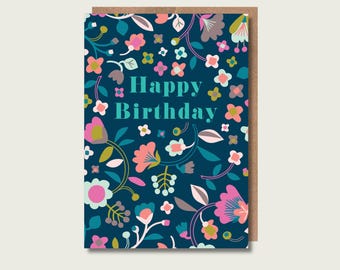Happy Birthday Quirky Floral Card