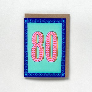 Cartão de feliz aniversário de 80 anos